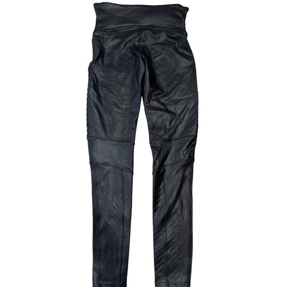 Spanx Faux Leather Moto Leggings High Waisted Ankle Length Black Size Medium - Picture 6 of 11